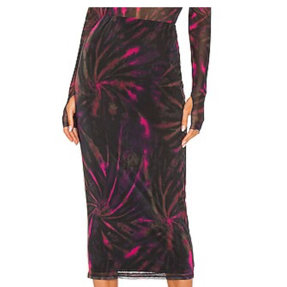 AFRM Felix Midi Skirt - Pink Spiral - M